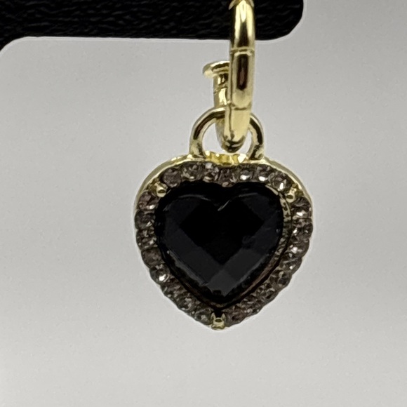 Fashion Gold and Black Heart Hoop 2-Way Earrings - Picture 3 of 4